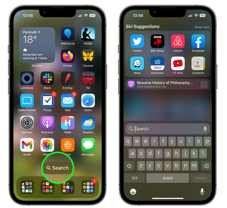 南和苹果手机维修分享升级到 iOS 16 后，如何删除主屏幕上的搜索按钮 